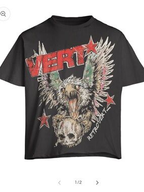 Black Graphic Short Sleeve Tee - Eagle Skull Design